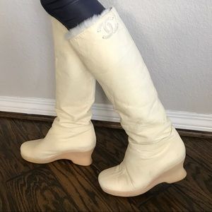 Chanel Lambskin/fur boots